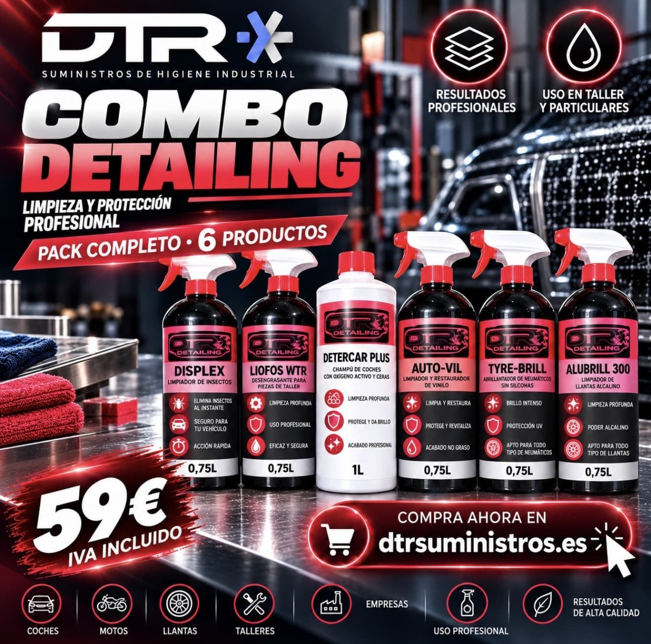 COMBO DETAILING – PACK COMPLETO DE LIMPIEZA PROFESIONAL - Imagen 1