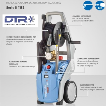 HIDROLIMPIADORAS DE ALTA PRESIÓN 150 bares de presion | AGUA FRÍA Serie K 1152 - Imagen 1