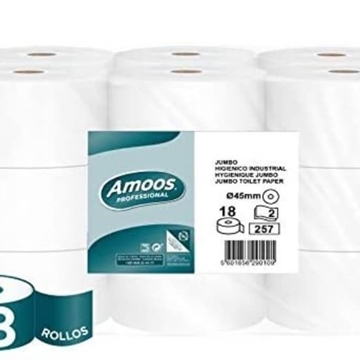 PAPEL HIGIÉNICO INDUSTRIAL 2F AMOOS   M62 18 ROLLOS - Imagen 1