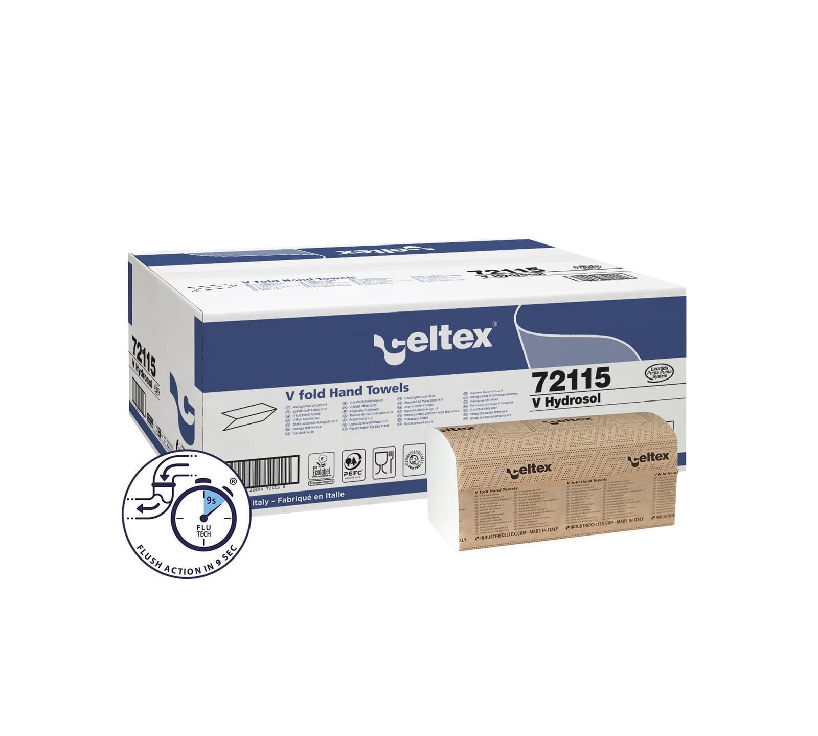 TOALLA MANOS V HIDROSOLUBLE 21.5X22 3C (15PAQX170UDS) 3 CAPAS - Imagen 1